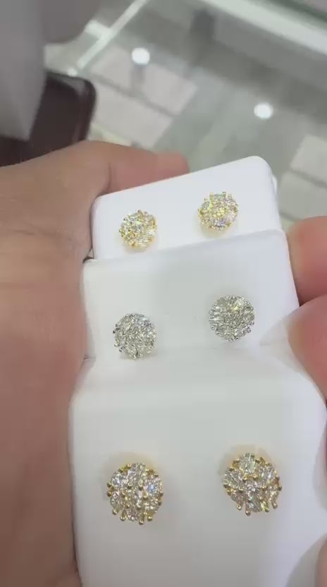 14K YG/WG 0.75CT Diamond Flower Earrings